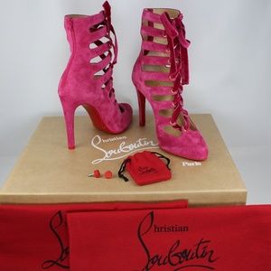 Christian Louboutin Spinetita Suede Bootie Heels